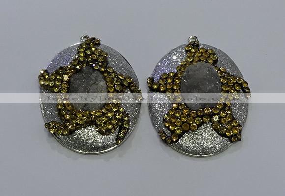 NGP3671 35*45mm oval druzy agate pendants wholesale