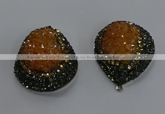 NGP3675 35*45mm teardrop plated druzy agate pendants wholesale