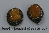 NGP3680 35*45mm freeform plated druzy agate gemstone pendants