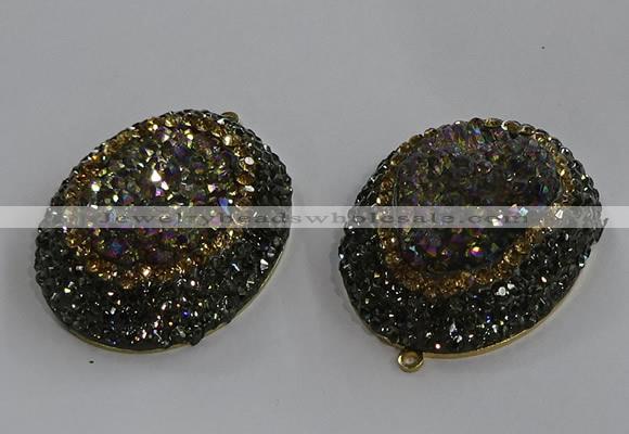 NGP3690 35*45mm oval plated druzy agate gemstone pendants