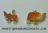 NGP3697 18*30mm - 22*35mm elephant druzy agate gemstone pendants