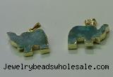 NGP3701 18*30mm - 22*35mm elephant druzy agate gemstone pendants