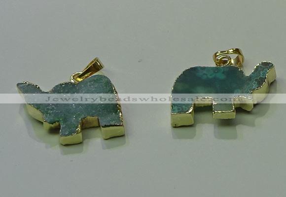 NGP3701 18*30mm - 22*35mm elephant druzy agate gemstone pendants