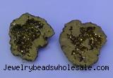 NGP3718 28*35mm - 40*45mm freeform plated druzy agate pendants