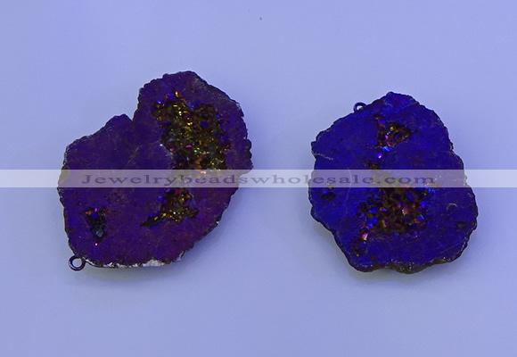 NGP3722 28*35mm - 40*45mm freeform plated druzy agate pendants