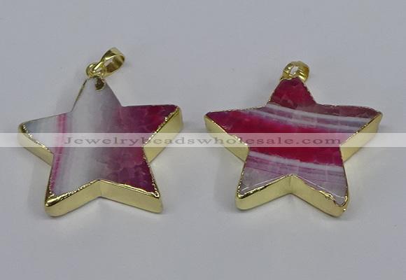 NGP3738 35*35mm star agate gemstone pendants wholesale