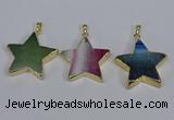 NGP3742 35*35mm star agate gemstone pendants wholesale