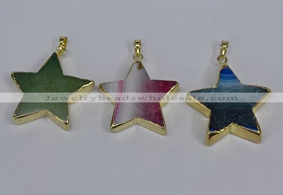 NGP3742 35*35mm star agate gemstone pendants wholesale