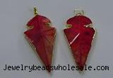 NGP3803 25*50mm - 28*55mm arrowhead agate gemstone pendants