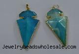 NGP3804 25*50mm - 28*55mm arrowhead agate gemstone pendants