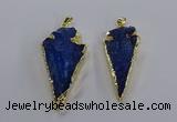 NGP3818 25*45mm - 30*60mm arrowhead dyed white crystal pendants