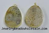 NGP3918 40*55mm freeform fossil coral pendants wholesale