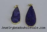 NGP3974 20*40mm - 25*50mm flat teardrop druzy agate pendants