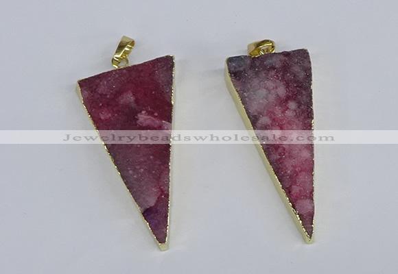 NGP3985 20*48mm - 25*50mm triangle druzy agate pendants wholesale