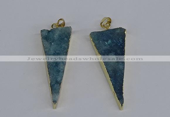 NGP3986 20*48mm - 25*50mm triangle druzy agate pendants wholesale