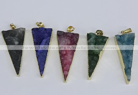 NGP3990 20*48mm - 25*50mm triangle druzy agate pendants wholesale