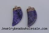 NGP4002 15*30mm - 16*35mm horn druzy quartz gemstone pendants