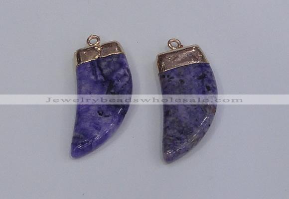 NGP4002 15*30mm - 16*35mm horn druzy quartz gemstone pendants