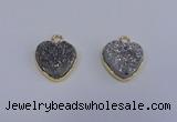 NGP4015 15*15mm heart druzy quartz gemstone pendants