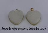 NGP4021 20*20mm heart druzy quartz gemstone pendants