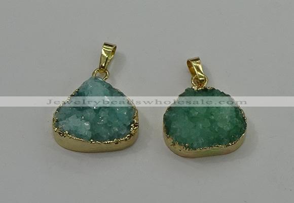 NGP4086 18*22mm - 20*24mm flat teardrop druzy quartz pendants