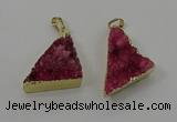 NGP4103 22*35mm - 24*40mm triangle druzy quartz pendants wholesale