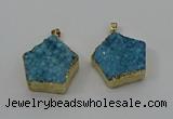 NGP4115 28*28mm - 30*30mm pentagon druzy quartz pendants wholesale