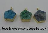 NGP4119 28*28mm - 30*30mm pentagon druzy quartz pendants wholesale