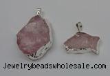 NGP4140 20*30mm - 35*45mm freeform rose quartz pendants wholesale