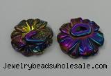 NGP4150 40*45mm - 50*55mm flower plated druzy agate pendants