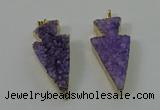 NGP4155 20*45mm - 22*48mm arrowhead druzy quartz pendants