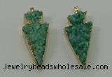 NGP4158 20*45mm - 22*48mm arrowhead druzy quartz pendants