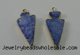 NGP4159 20*45mm - 22*48mm arrowhead druzy quartz pendants