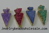 NGP4160 20*45mm - 22*48mm arrowhead druzy quartz pendants