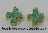 NGP4167 30*32mm cross druzy quartz pendants wholesale