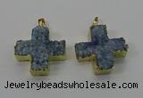 NGP4168 30*32mm cross druzy quartz pendants wholesale