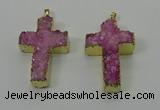 NGP4175 30*48mm - 32*50mm cross druzy quartz pendants wholesale