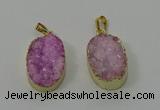 NGP4186 18*25mm - 18*28mm oval druzy quartz pendants wholesale