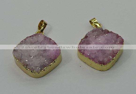 NGP4214 20mm - 22mm diamond druzy quartz pendants wholesale