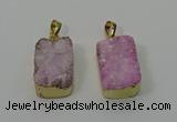 NGP4224 16*25mm - 18*25mm rectangle druzy quartz pendants wholesale