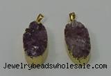 NGP4242 18*35mm oval druzy amethyst pendants wholesale