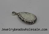 NGP4266 14*23mm flat teardrop plated quartz pendants wholesale