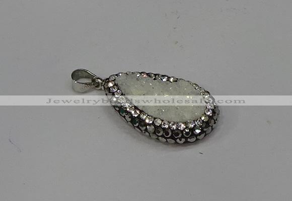 NGP4266 14*23mm flat teardrop plated quartz pendants wholesale