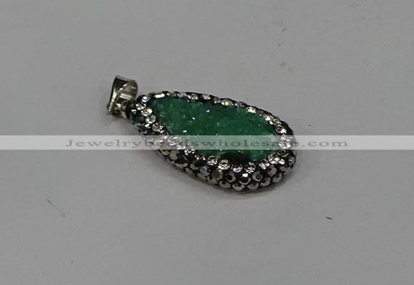 NGP4271 14*23mm flat teardrop plated quartz pendants wholesale