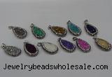 NGP4282 14*23mm flat teardrop plated quartz pendants wholesale