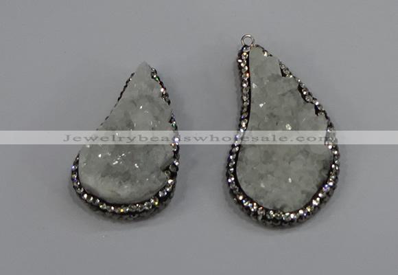 NGP4304 20*40mm - 25*50mm wing-shaped druzy quartz pendants