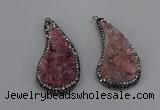 NGP4307 20*40mm - 25*50mm wing-shaped druzy quartz pendants