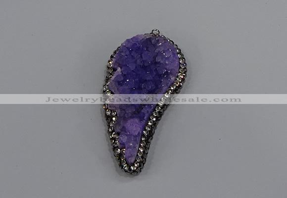 NGP4315 20*40mm - 25*50mm wing-shaped druzy quartz pendants