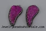 NGP4316 20*40mm - 25*50mm wing-shaped druzy quartz pendants