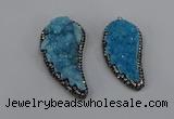 NGP4317 20*40mm - 25*50mm wing-shaped druzy quartz pendants